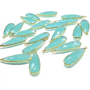 Natural Rough Aquamarine <b>Crystal</b> <b>Cluster</b> Gold Plated Brass Pendant Charms Raw Blue Gemstone Healing Bohemian Style Unisex IGI - Product Image 1