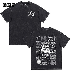 欧洲美式“Bring <span class=keywords><strong>Me</strong></span> Horizon”嘻哈100%棉短袖透气T恤男女通用宽松原宿风格字母印花 - Product Image 1