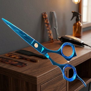 Ciseaux de coiffure professionnels ASAP à lame droite en acier inoxydable de 6 pouces, manche long, pour droitiers, avec vis réglable - Product Image 3