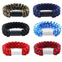Bracelet de charge tressé USB vers Micro USB, cordon de charge pratique avec design bracelet pour appareils à interface Micro USB