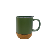 Mug en céramique avec fond en liège et couvercle, résistant à la chaleur, pour impression par sublimation, idéal pour un cadeau