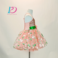 Kostum Tari Pertunjukan Anak Perempuan Warna Pink Manis, Gaun Spandex/Nylon