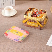 RTS Großhandel Custom 15*12,5*10,5 cm Weißblech Material Candy Box mit Deckel Tragbare Bambus korbform Zinn Geschenk box für Kinder