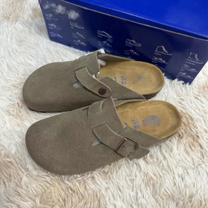 Mules et sabots populaires en cuir véritable souple à bout fermé, respirants, pour usage quotidien et extérieur, style Birkenstock - Product Image 1