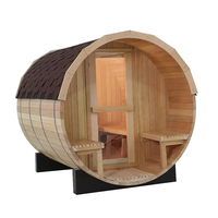 Ruang Sauna Luar Ruangan Tradisional Kayu Pinus Solid Tahan Panas, Villa Modern Berbahan Kayu, Dapat Dipindahkan, Kapasitas 6 Orang, Garansi 1 Tahun Gratis