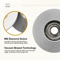 Disque abrasif diamanté brasé sous vide en forme de V de 75 mm, profil convexe, pour le meulage des bords, adapté au marbre, au granit, à la pierre, à la céramique et au béton