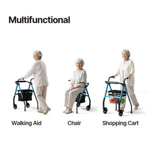 Déambulateur pliant léger ZW8700 de 5,9 kg avec 2 roues, capacité de 115 kg, frein à traction linéaire pour la réadaptation des personnes âgées - Product Image 6