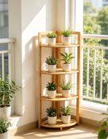 Rak Sudut 4 Tingkat dari Bambu Alami Desain Sederhana untuk Kamar Mandi, Ruang Tamu, Dapur - Tinggi 90cm Ramah Lingkungan