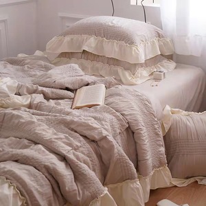 Primavera estate nuovo arrivo <span class=keywords><strong>Set</strong></span> biancheria da letto di lusso <span class=keywords><strong>Set</strong></span> trapunta con volant copriletto copriletto copriletto - Product Image 3