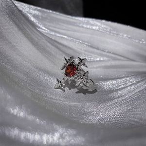 Punk Aesthetic Red Zirconia Heart Cross Open <b>Ring</b> Women Hip Hop Grunge Halloween Aesthetic Gothic Rhinestone <b>Adjustable</b> <b>Ring</b> - Product Image 5