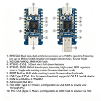 TISHRIC Micro Snow RP2350-USB-CM Papan Pengembangan Mini Dual Type-C (Male/Female) Raspberry Pi Mikrokontroler Dual Core