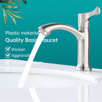 Robinet de lavabo mural en plastique à levier unique, eau froide uniquement, finition nickel brossé moderne, pour salle de bain, avec cartouche céramique