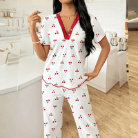 Pyjama Confortable Femme Manches Courtes et Pantalon Large Long – Collection Printemps-Automne – Vente Chaude – Vêtements de Détente – Vente en Gros Usine à Prix Bas