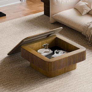 Modern Square Coffee <b>Table</b> with Storage Wood Material for Living Room and Hotel Use - Product Image 4