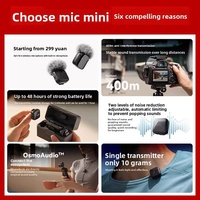 DJI Mic Mini pour microphone sans fil omnidirectionnel, connecteur Type-C et Lightning pour appareil photo, téléphone portable, fixation clip-on pour diffusion en direct