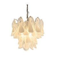 Lustre en verre artistique à pétales double couche de style médiéval français, suspension de luxe léger pour villa, salon, chambre, hall d'entrée, décoration intérieure