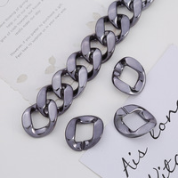Haute qualité UV galvanoplastie 35*40MM acrylique chaîne lien sac coloré chaîne lien en plastique taille bijoux résultats composants