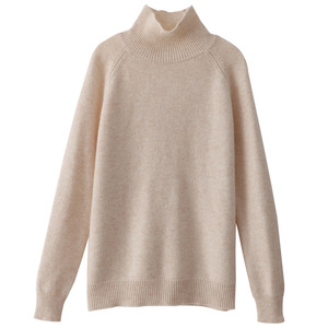 Pull col roulé pour femme, coupe ample, couleur unie, col haut, tricoté, style automne-hiver - Product Image 5