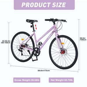Bicicleta de Carretera ZUKKA 700C para Adultos, 7 Velocidades, Bicicleta Híbrida Unisex con Cuadro de Acero y <span class=keywords><strong>Frenos</strong></span> de Disco, Múltiples Colores - Product Image 5