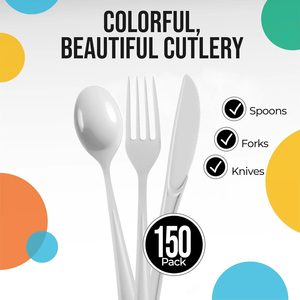 Cuillères et fourchettes jetables écologiques pour la crème glacée - Fournitures de camping et de restauration Biodégradables Sans BPA Sans danger pour les aliments Durables - Product Image 2