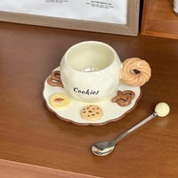 Ins mignon tasse à café en céramique et soucoupe ensemble boulangerie Bagel pain biscuits Biscuit tasse à café