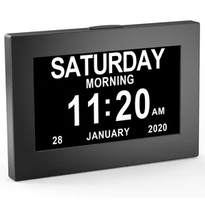 Estación meteorológica, reloj de día de calendario digital de 8 "con pantalla de temperatura y humedad, estación meteorológica inteligente, calendario 2024