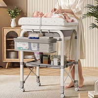 Table à langer portable avec paniers de rangement, commode pliable, station de change réglable en hauteur pour bébé