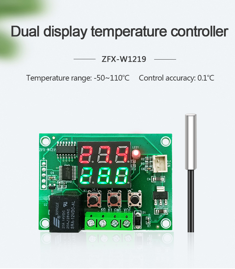 XH-W1219 Dual Display Digital Thermostat High Precision Temperature Control Switch Control Accuracy 0.1(图1)