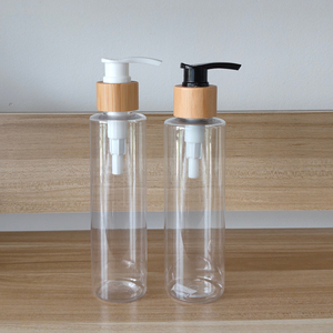 Pet Trong Suốt 60Ml 120Ml 150Ml 200Ml 250Ml 500Ml Phẳng Vai Báo Chí <span class=keywords><strong>Lotion</strong></span> Chai Với Tre Bơm Bằng Gỗ - Product Image 6