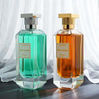 Botella de Perfume Vacía de 100 ml, Transparente y Brillante, con Fondo Grueso, Tapa de Aleación de Zinc Zamac Dorada/Plateada, con Paquete de Regalo