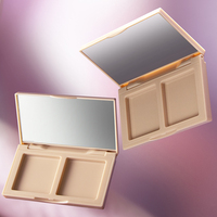 Étui vide pour palette de contour et d'enluminement à 2 compartiments, 2 couleurs, pour maquillage, blush et bronzer