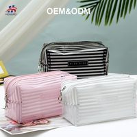 Sac de maquillage biodégradables avec Logo personnalisé pour femmes, étui transparent en PVC pour cosmétiques, peut être personnalisé