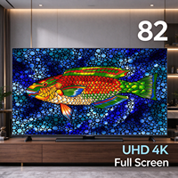 TV UHD Layar Penuh Tanpa Bingkai 82 Inci Kontrol Suara 4K dengan Dudukan Meja, Televisi Android LED LCD Pintar 82"