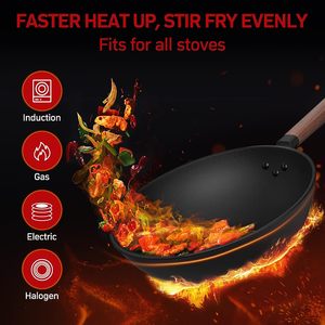 电燃气炒锅用不粘碳钢平底中国炒锅全炉灶感应炒锅 - Product Image 2