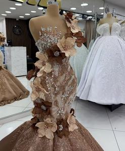 2026 Luxuriöses Perlen-Meerjungfrauenkleid mit Kristallblumen und Spitze für Abschlussball, formelle Anlässe, Partys und Hochzeiten – Maßgeschneiderte Abendkleider - Product Image 4
