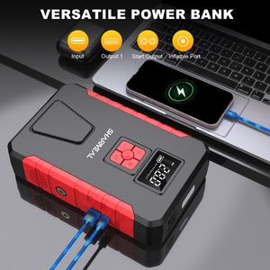 Пусковое пуско-зарядное устройство 8000 мА 1000 А, воздушный компрессор, 150 psi, Портативный Автомобильный аварийный инструмент, Накачка шин - Product Image 3