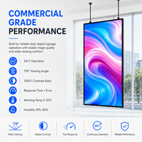 32 43 49 55 65 75 Inch Ceiling Mount Digital Menu Board 2500 Nits Commercial LCD Advertising Screen with Android 11