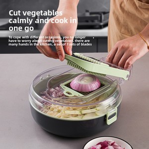Cortador de verduras redondo de plástico multifuncional diez en uno para Manual de cocina para herramienta de drenaje transfronterizo de <span class=keywords><strong>Amazon</strong></span> - Product Image 3