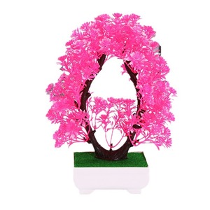Plante Bonsaï Artificielle en Forme de Cœur Qi Xing 20x25 cm, Ornement de Bureau en Plastique, Feuilles Vertes et Jaunes, Plante Décorative en Pot - Product Image 5