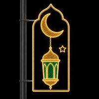 Guirlande lumineuse LED étanche IP65 RoHS 2D en forme de dôme croissant pour parcs et promenades, motif Ramadan, pour éclairage de poteaux de rue