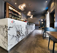 Comptoir de bar moderne de luxe éclairé par LED, blanc, pour la maison, les hôtels et les centres commerciaux, avec garantie de 10 ans