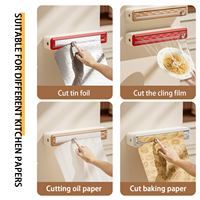 Plasticfolie Dispenser, Clingfilm Cutter, Keuken Organizer, Aluminiumfolie Dispenser, Opbergdoos, Tweezijdige Schuif, Snijhouder