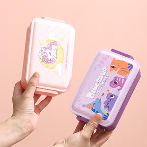 Boîte à petit-déjeuner rectangulaire portable en plastique sans BPA, écologique, compatible micro-ondes, 3 compartiments, chauffable, anti-fuite, pour une fraîcheur durable - Product Image 4