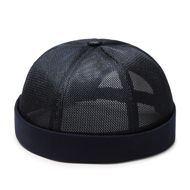 Syh768 Mens Summer Adjustable Mesh Docker Caps Cycling Running Brimless Hat Beanie Rolled Cuff Breathable Hip Hop Skull Caps