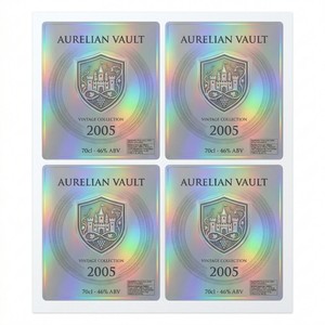 Étiquettes de vin holographiques personnalisées haut de gamme anti-contrefaçon, écologiques et imperméables en papier holographique pour boissons et objets de collection - Product Image 1