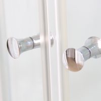 Cabina de Ducha Corredera de Vidrio para Baño, Puerta de Ducha Completa con Base y Panel Trasero de Acrílico Blanco