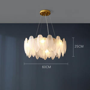 All-Copper Nordic Minimalist Design <b>Chandelier</b> for Home Elegant Luxury Pendant Light Glass Feathers for Living Room Dining Room - Product Image 3