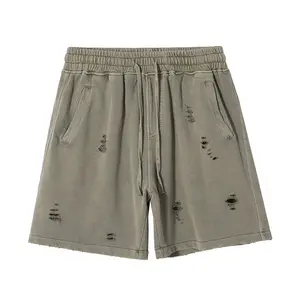 All'ingrosso shorts streetwear francese terry vintage shorts estivi 100% cotone abbigliamento da uomo 2024 pantaloncini estivi casual