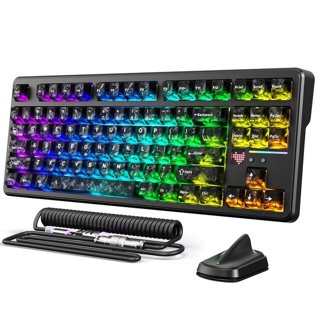OEM ODM X87 Ultra 8K Mechanical Wireless Gaming Keyboard 87 Key TKL 10000mAh Battery BT24GHzUSBC DotMatrix Screen Hot Swappable