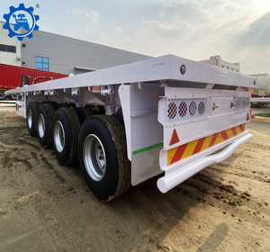 รถพ่วงพื้นเรียบแบบกำหนดเองได้ 3 เพลา 4 เพลา สำหรับตู้คอนเทนเนอร์ขนาด 40 ฟุต - Product Image 2